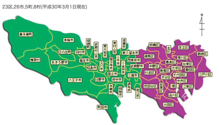 東京都内市区町村マップ